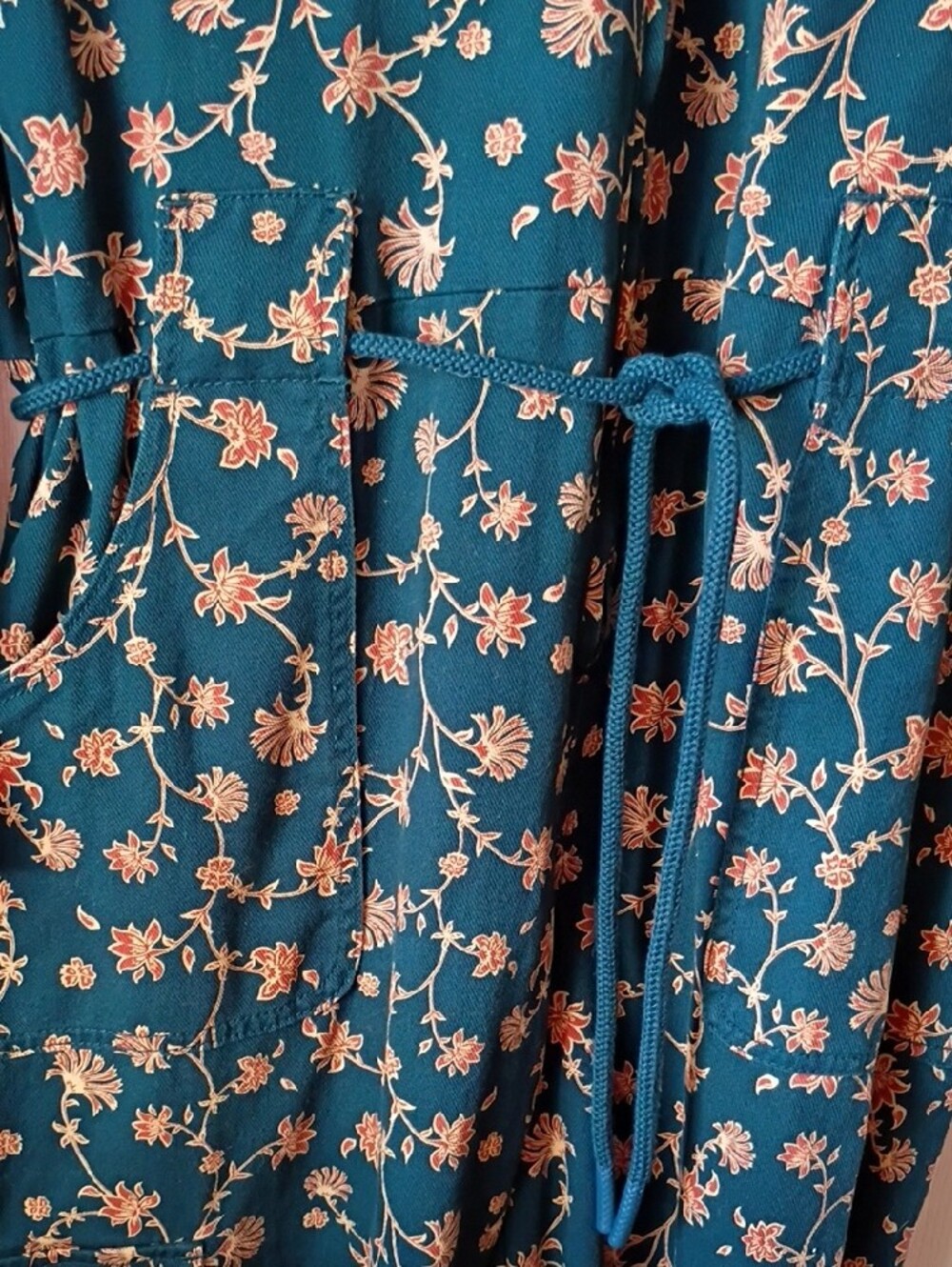 Teal Floral Utility Jumpsuit NWOT By Future Collective Size 12 - Picture 4 of 10